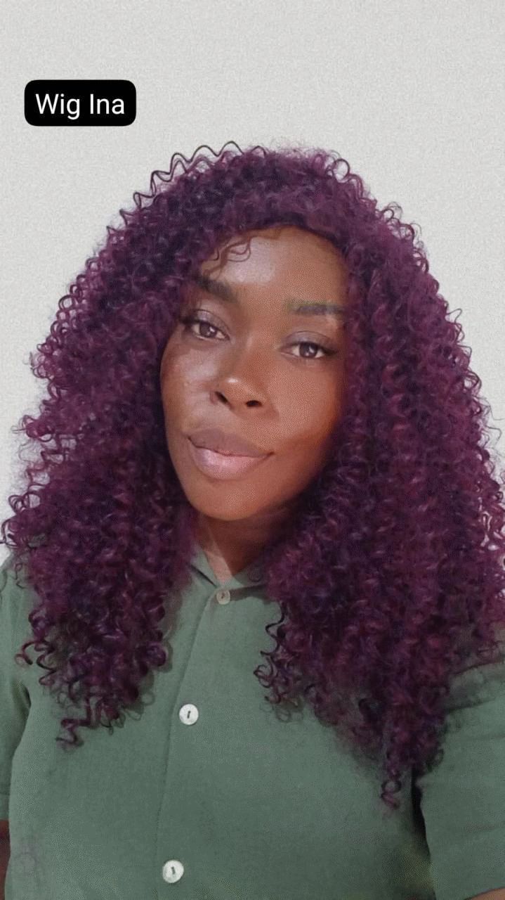 Peruca Lace Front Ina Cacheada Cor 118/99J Vinho
