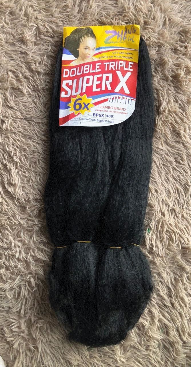 Jumbo Super X Braid Cor 1B – Fibra Sintética para Tranças