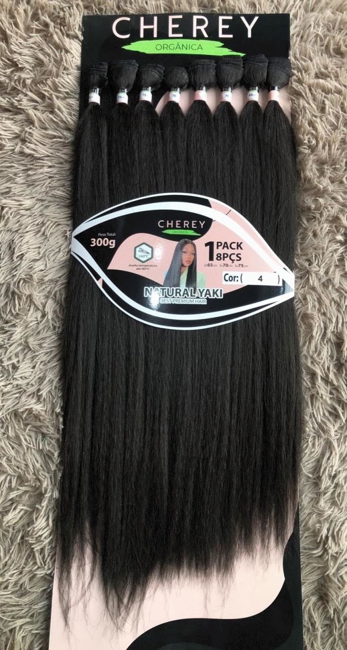 Cabelo Orgânico Natural Yaki Cor 4 CherEy 300g 8 Peças