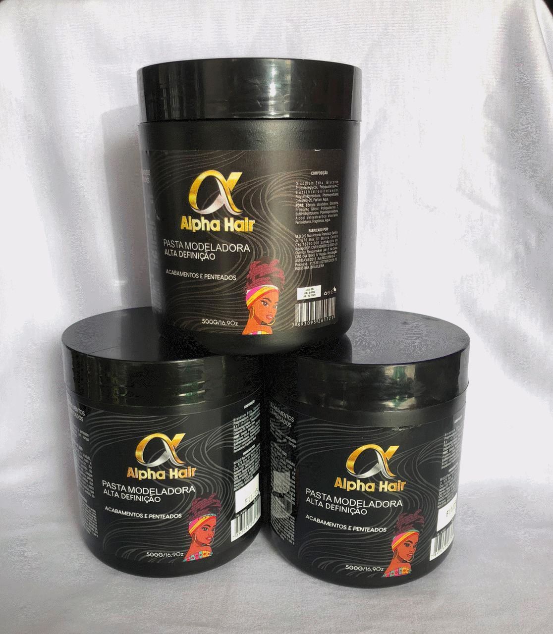Pasta Modeladora Alpha Hair Preta 500g Alta Definição