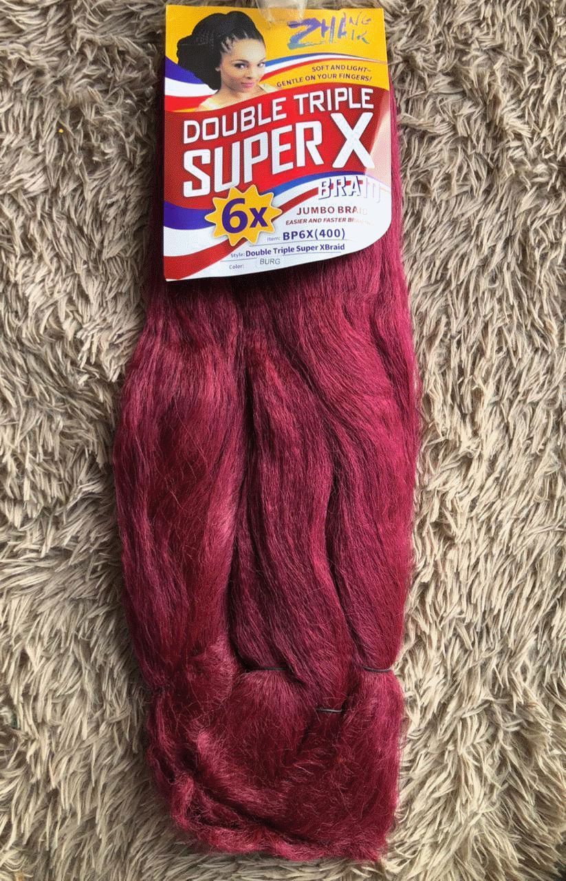 Cabelo Jumbo Super X Borgonha Escuro para Tranças 400g