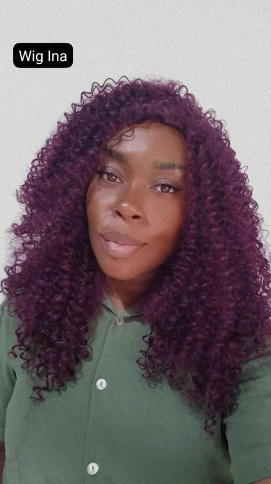 Peruca Lace Front Ina Cacheada Cor 118/99J Vinho