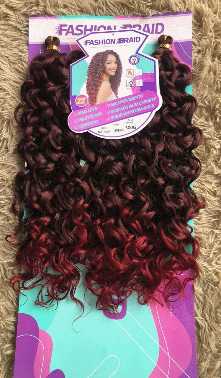 Cabelo Sintético Fashion Braid Natália Cacheado 22" Cor MT1B/Burgundy
