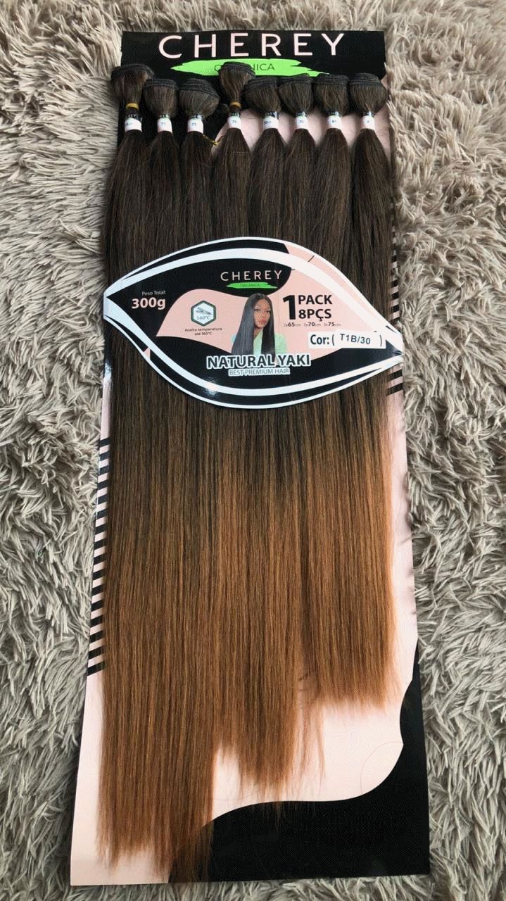 Cabelo Orgânico Natural Yaki Cherey Cor T1B/30 – 1 Pack 8 Peças 300g