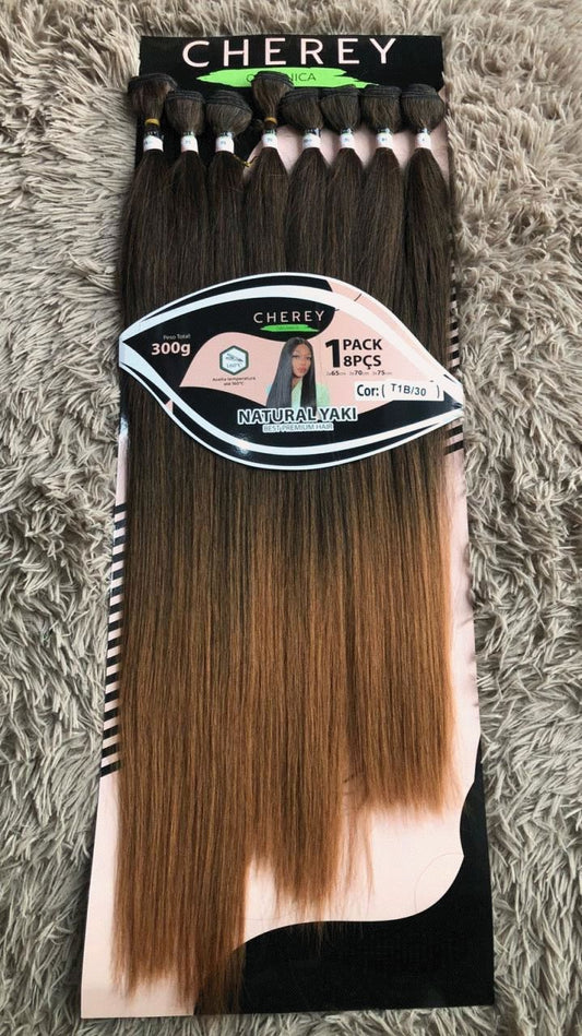 Cabelo Orgânico Natural Yaki Cherey Cor T1B/30 – 1 Pack 8 Peças 300g